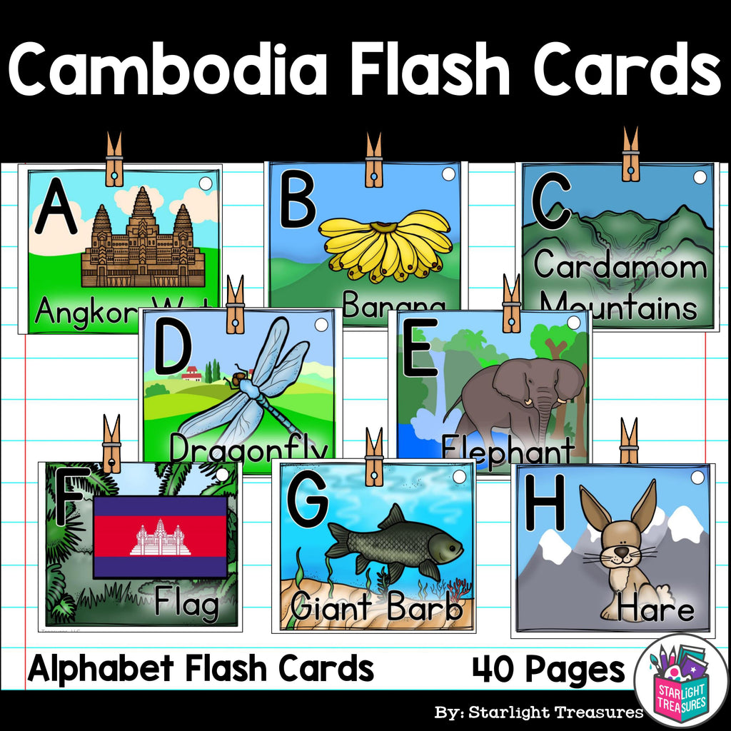 Alphabet Flash Cards for Early Readers - Country of Cambodia