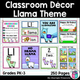 Classroom Decor Pack - Llama Theme