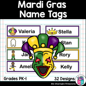 Mardi Gras Name Tags - Editable