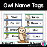 Owl Name Tags - Editable