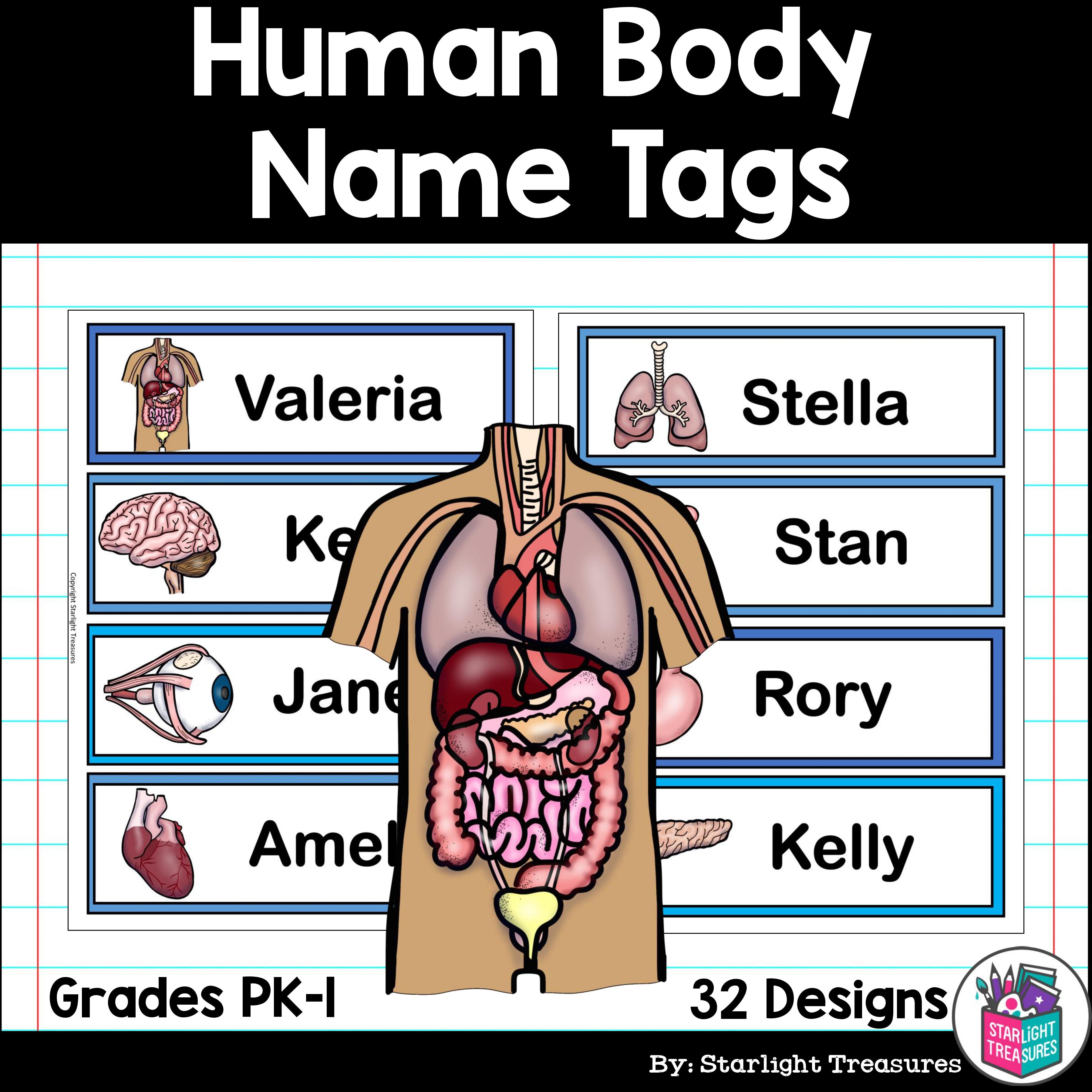 Human Body Name Tags - Editable – Starlight Treasures LLC