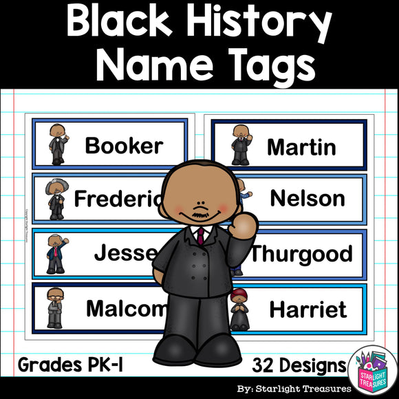 Black History Month Name Tags - Editable
