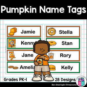 Pumpkin Name Tags - Editable