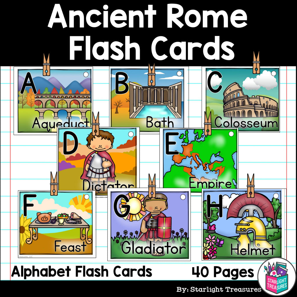 Alphabet Flash Cards for Early Readers - Ancient Rome