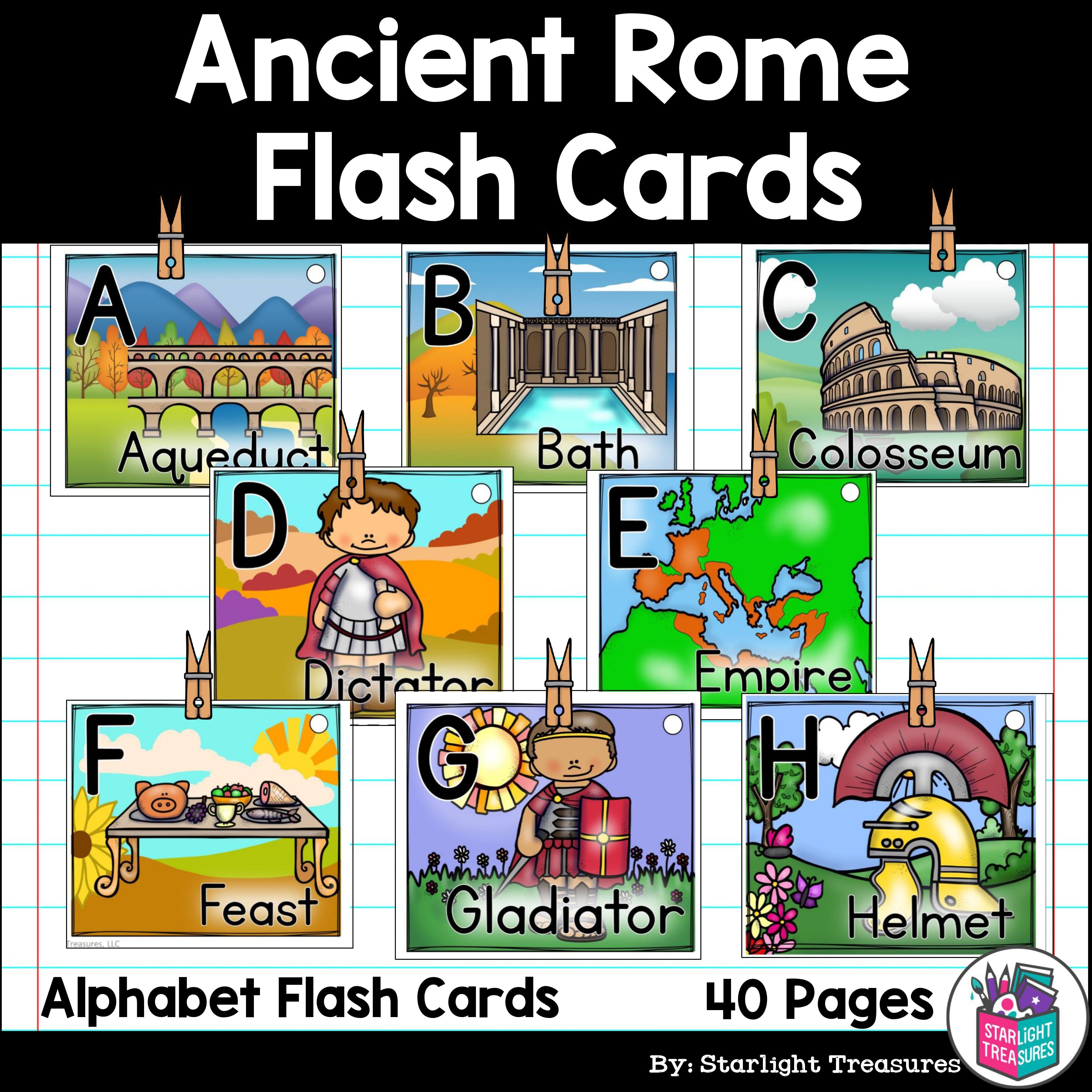 Alphabet Flash Cards for Early Readers - Ancient Rome