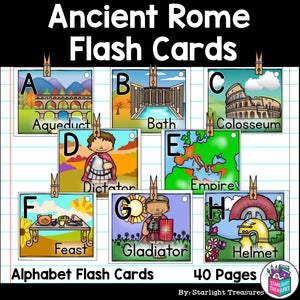 Alphabet Flash Cards for Early Readers - Ancient Rome