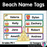 Beach Name Tags - Editable