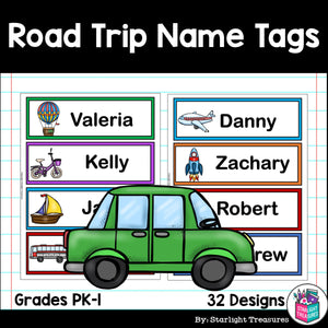 Road Trip Name Tags - Editable