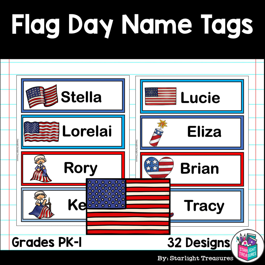 Flag Day Name Tags - Editable