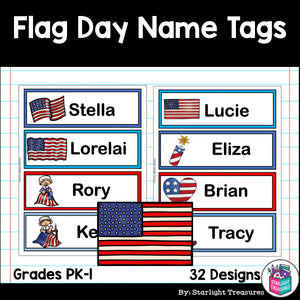 Flag Day Name Tags - Editable