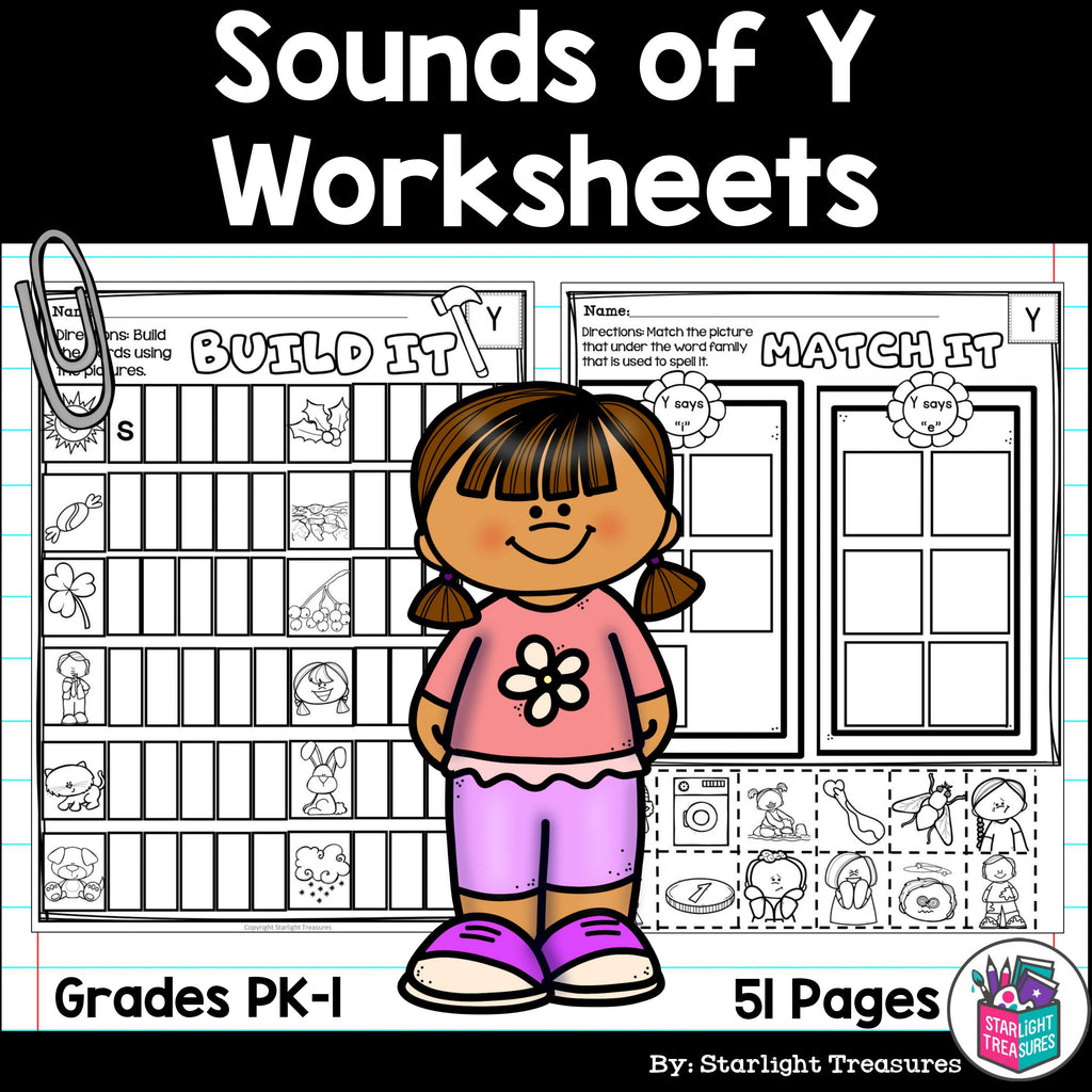 Vowel Sounds of Y Worksheets and Activities for Early Readers