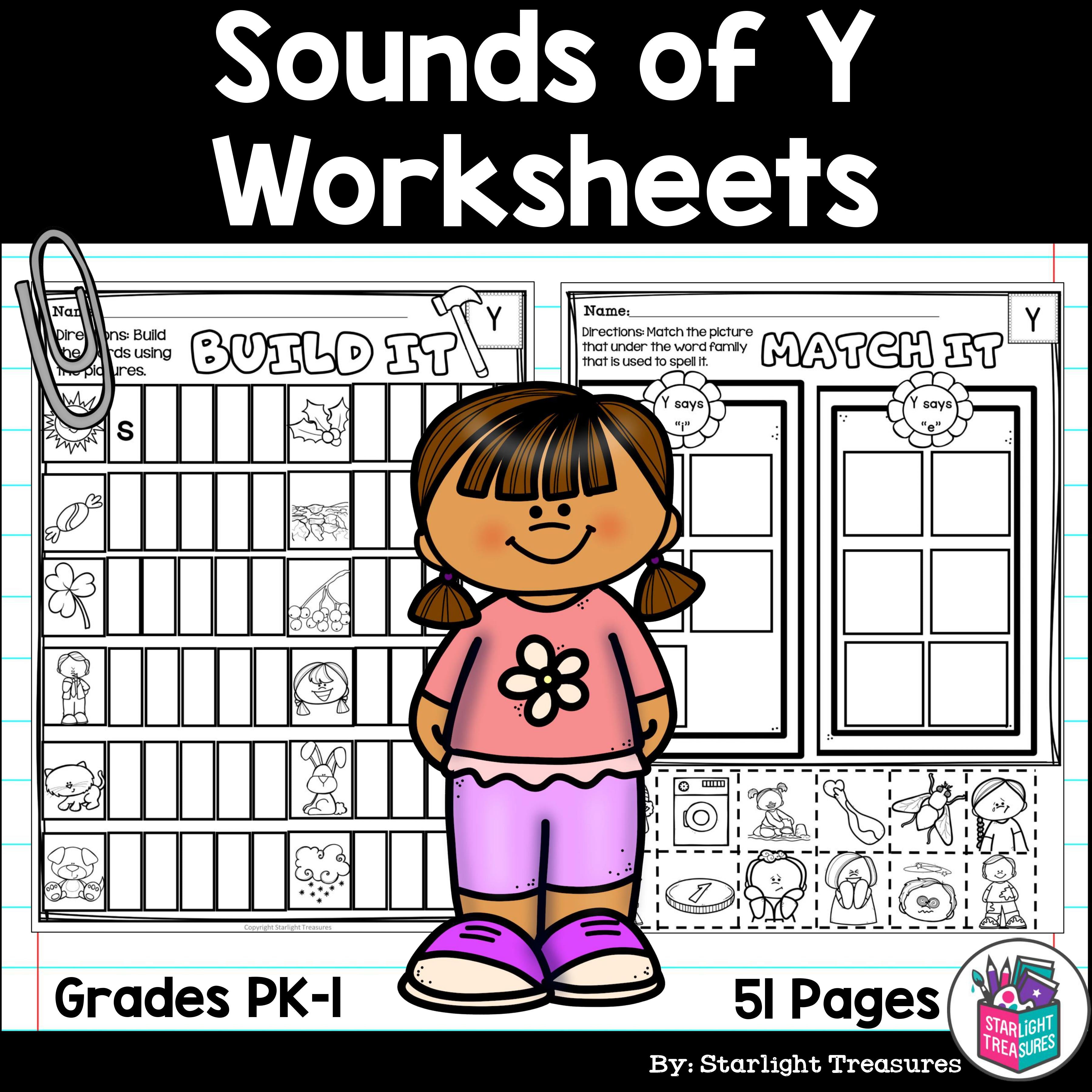 Vowel Sounds of Y Worksheets and Activities for Early Readers
