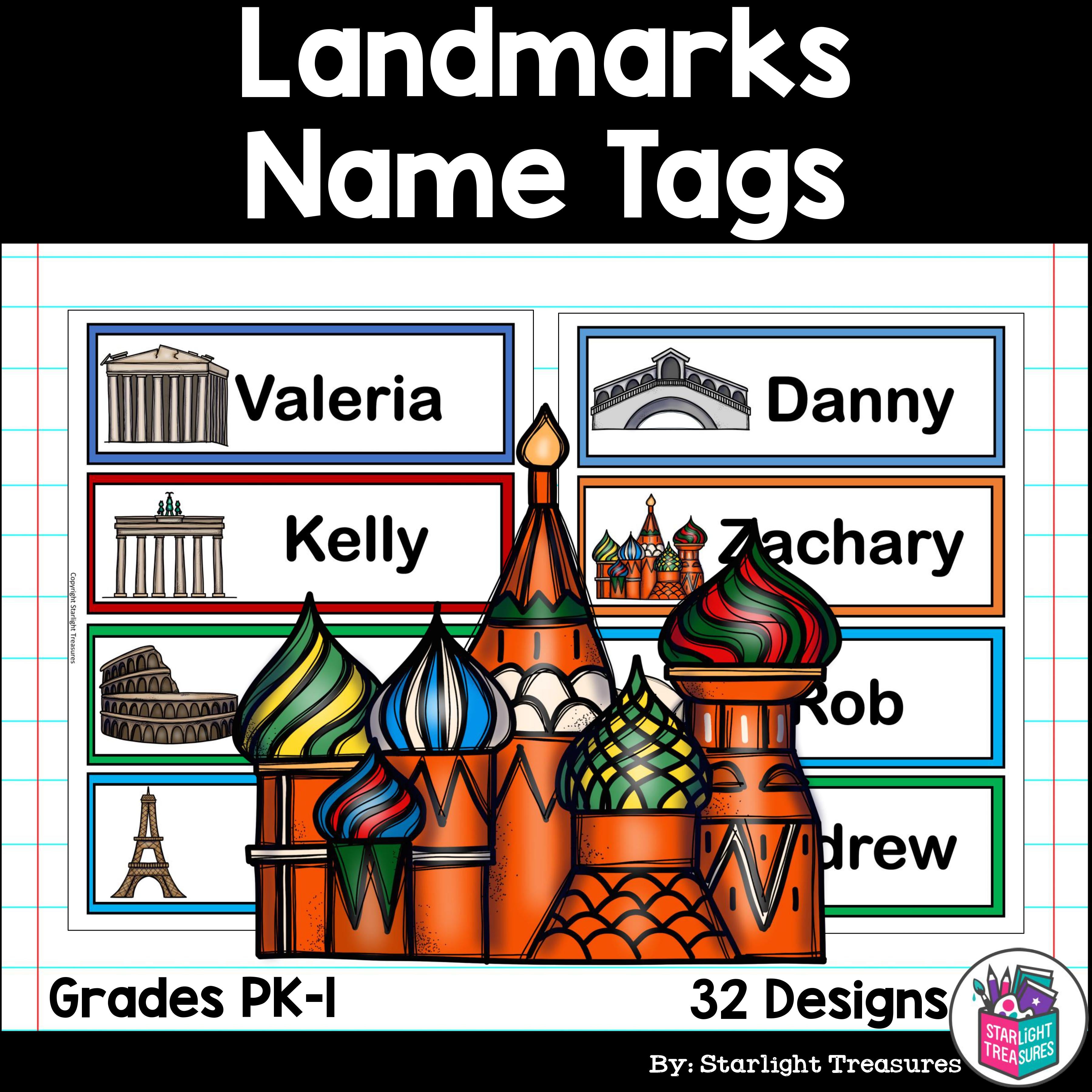World Landmark Name Tags - Editable