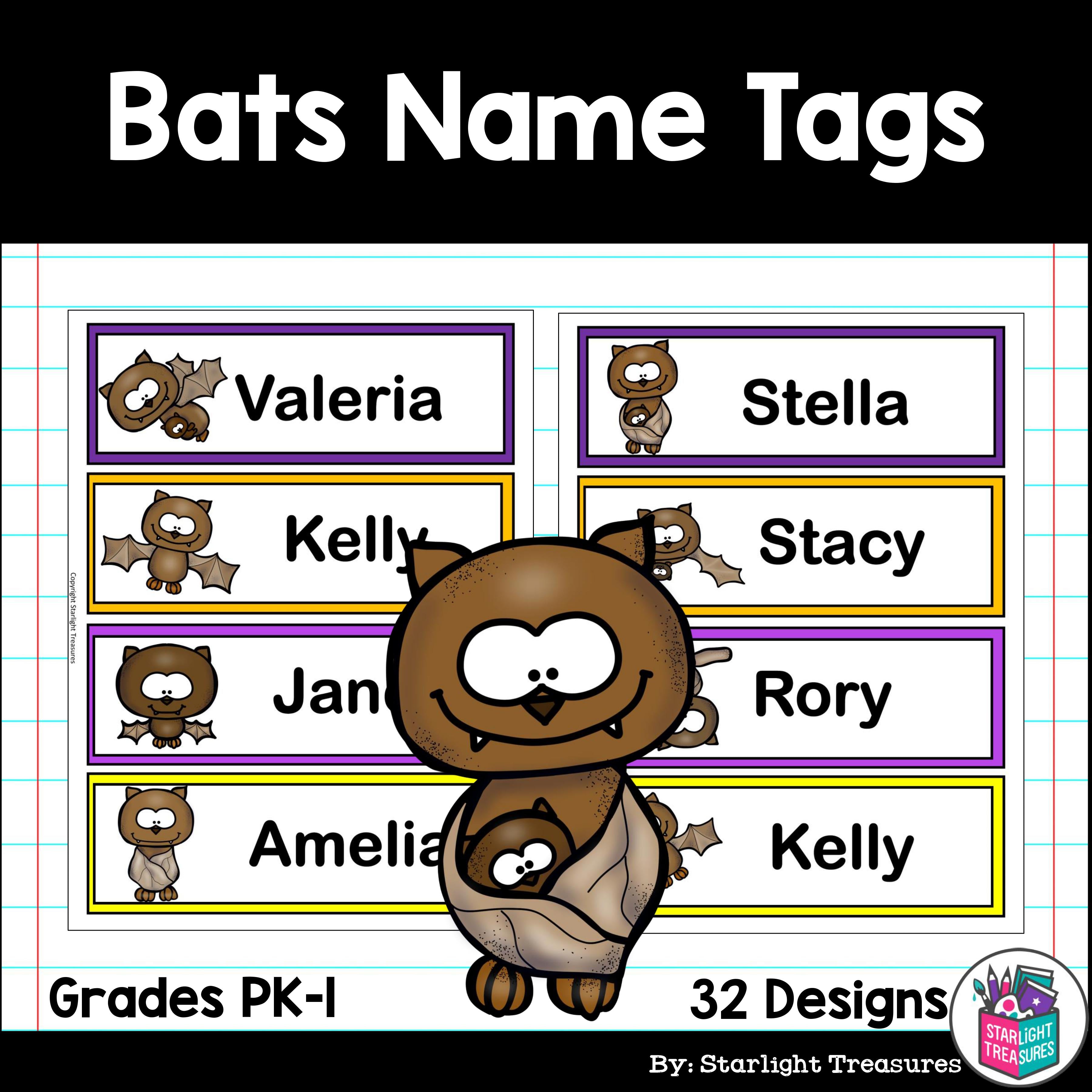 Bats Name Tags - Editable