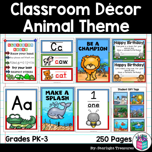 Classroom Decor Pack - Animal Theme