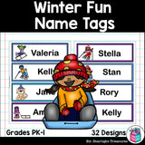 Winter Fun Name Tags - Editable