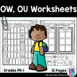 Vowel Pairs OW, OU Worksheets and Activities for Early Readers