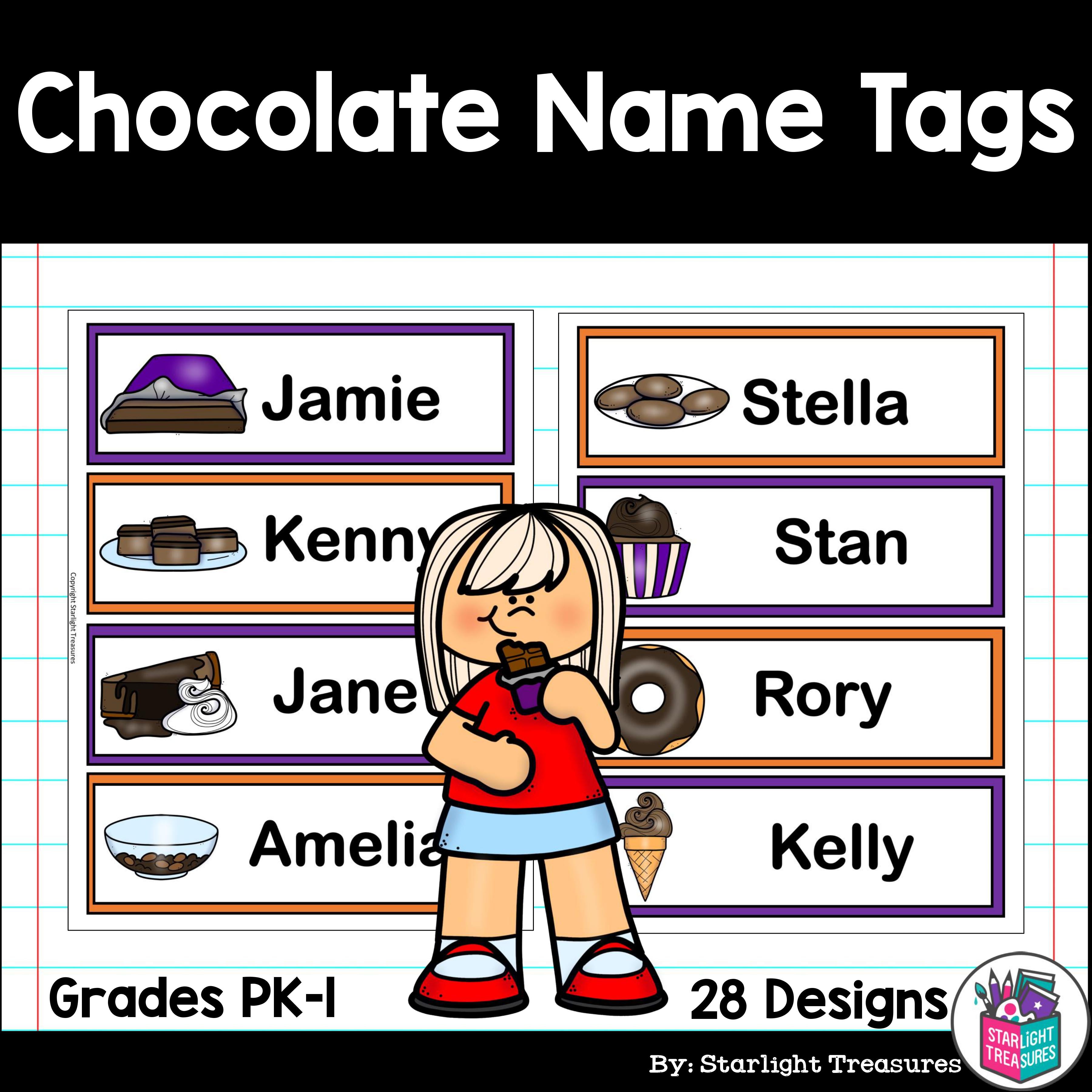 Chocolate Name Tags - Editable