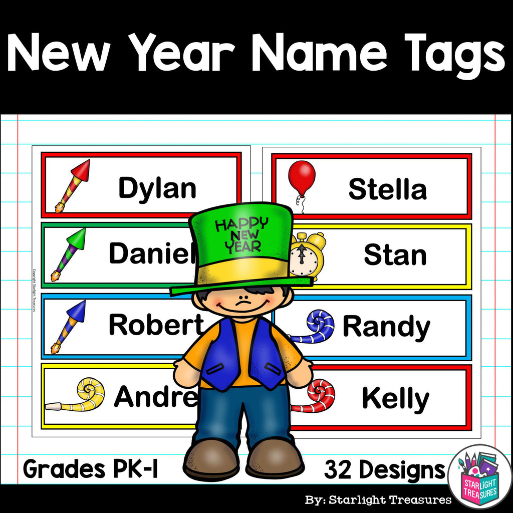 New Year's Day Name Tags - Editable