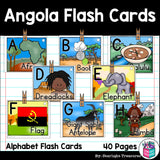 Alphabet Flash Cards for Early Readers - Country of Angola