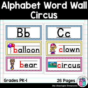 Alphabet Word Wall - Circus - A-Z Word Wall - FREEBIE