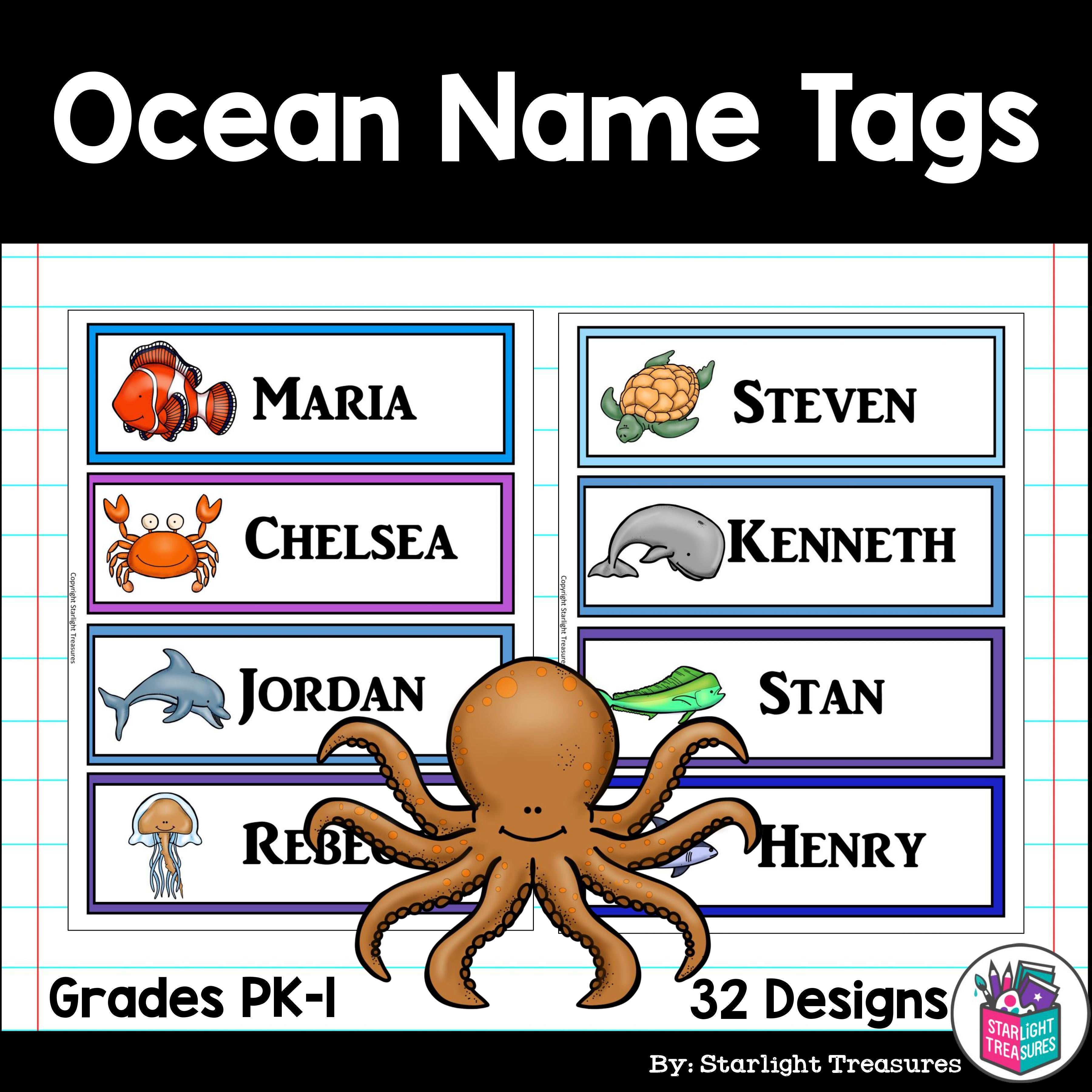 Ocean Name Tags - Editable