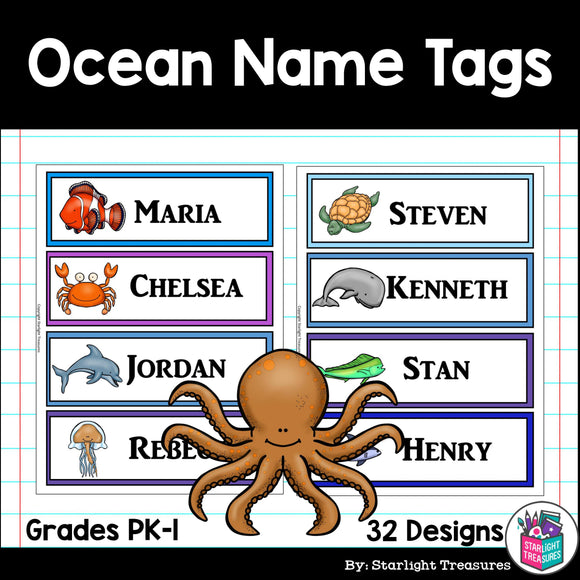 Ocean Name Tags - Editable