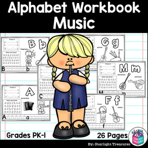 Worksheets A-Z Music Theme