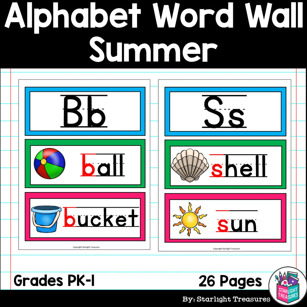 Alphabet Word Wall - Summer Theme