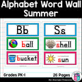 Alphabet Word Wall - Summer Theme