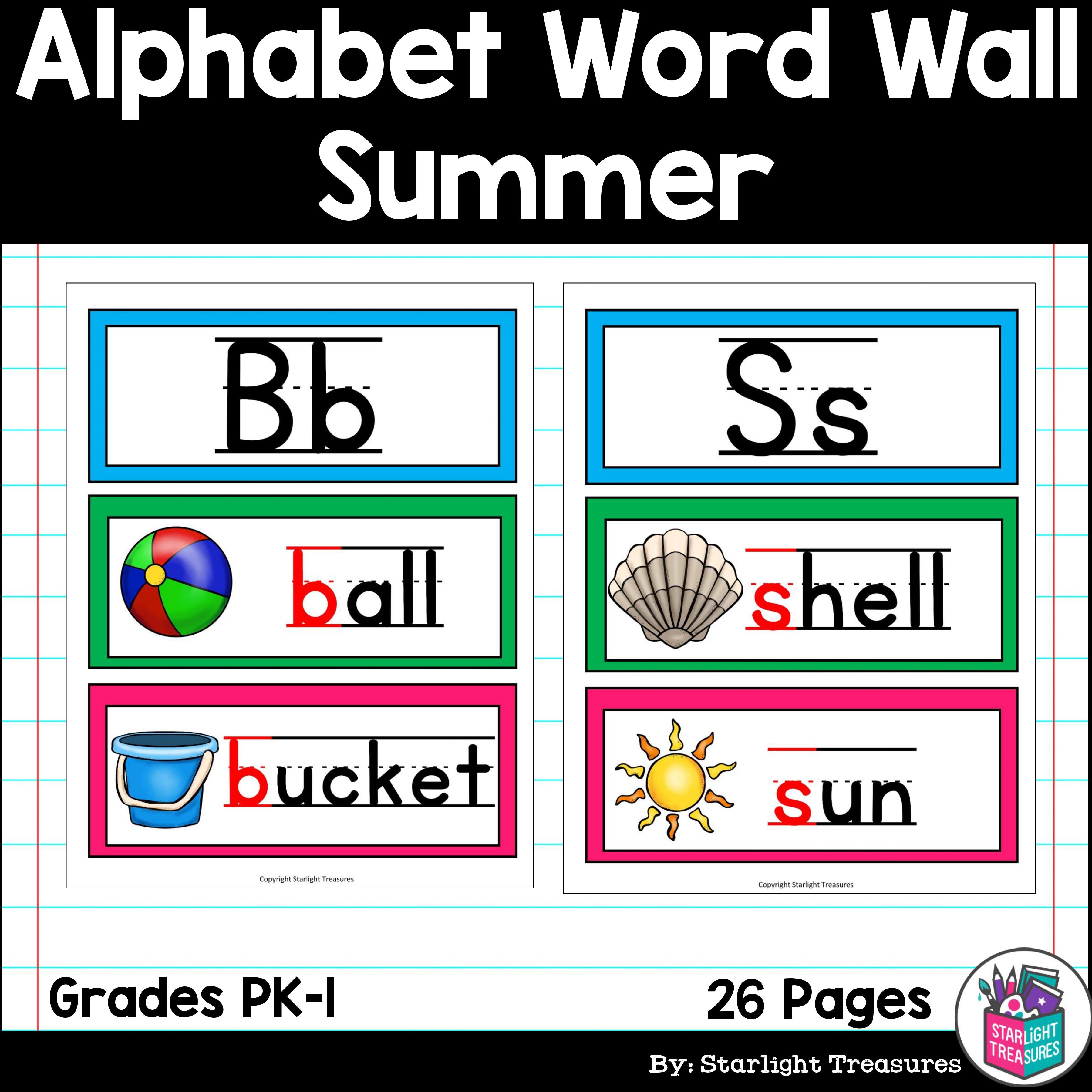 Alphabet Word Wall - Summer Theme