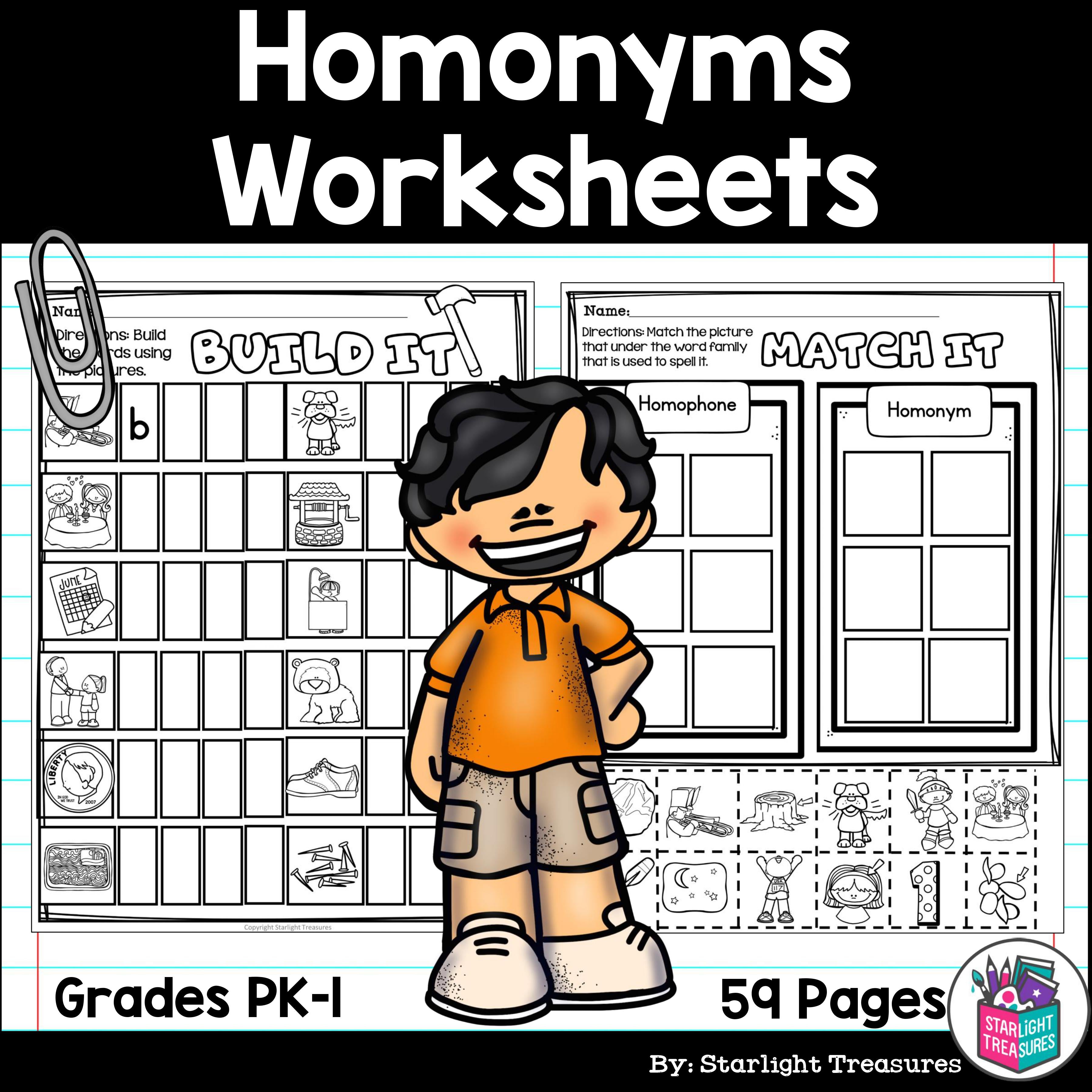 Homonyms and Homophones Worksheets and Activities for Early Readers
