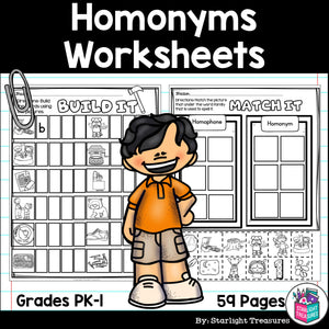 Homonyms and Homophones Worksheets and Activities for Early Readers