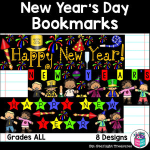 New Year's Day Cut n' Color Bookmarks