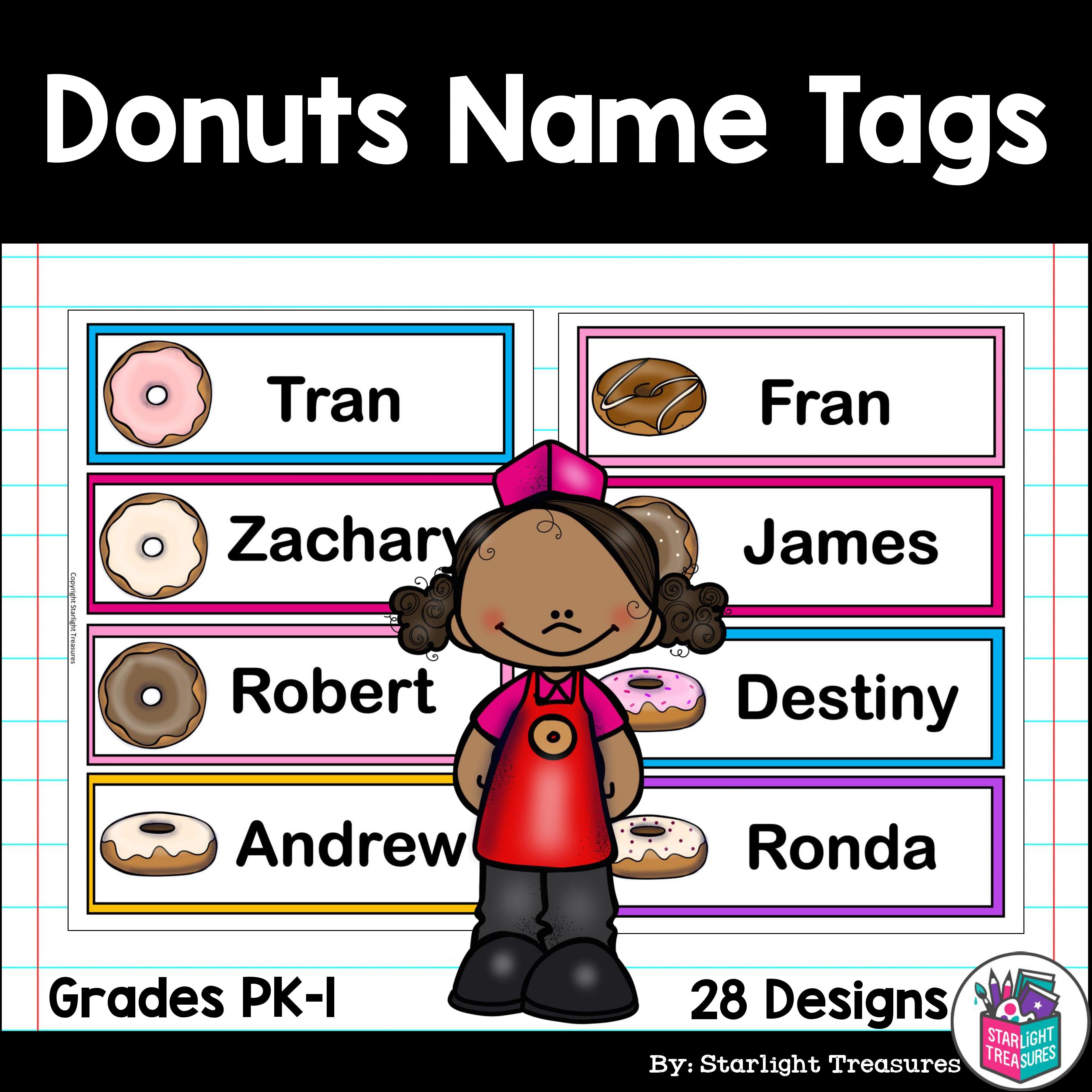 Donuts Name Tags - Editable