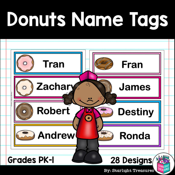 Donuts Name Tags - Editable