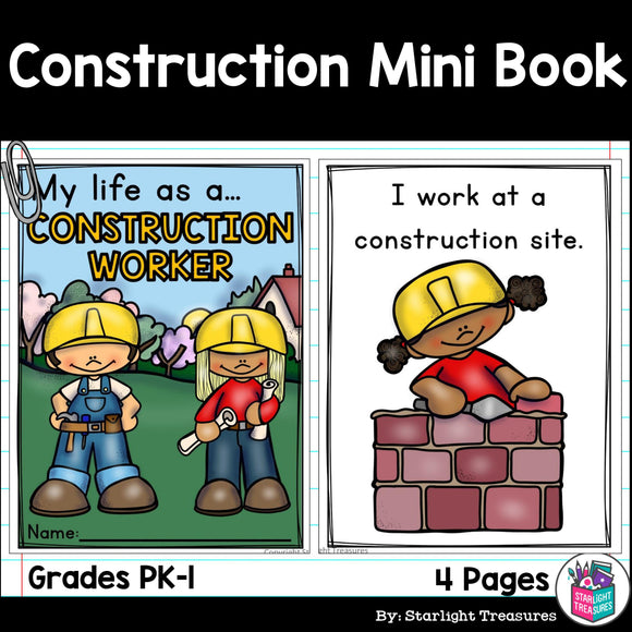Construction Worker Mini Book for Early Readers