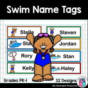 Swim Team Name Tags - Editable