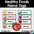 Healthy Foods Name Tags - Editable