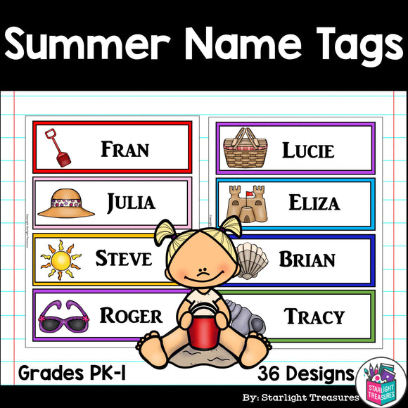 Summer Name Tags - Editable