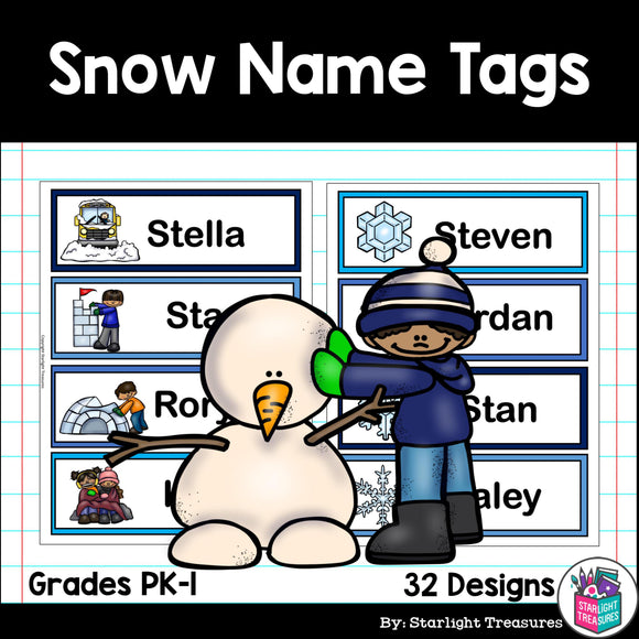 Snow Name Tags - Editable