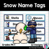 Snow Name Tags - Editable