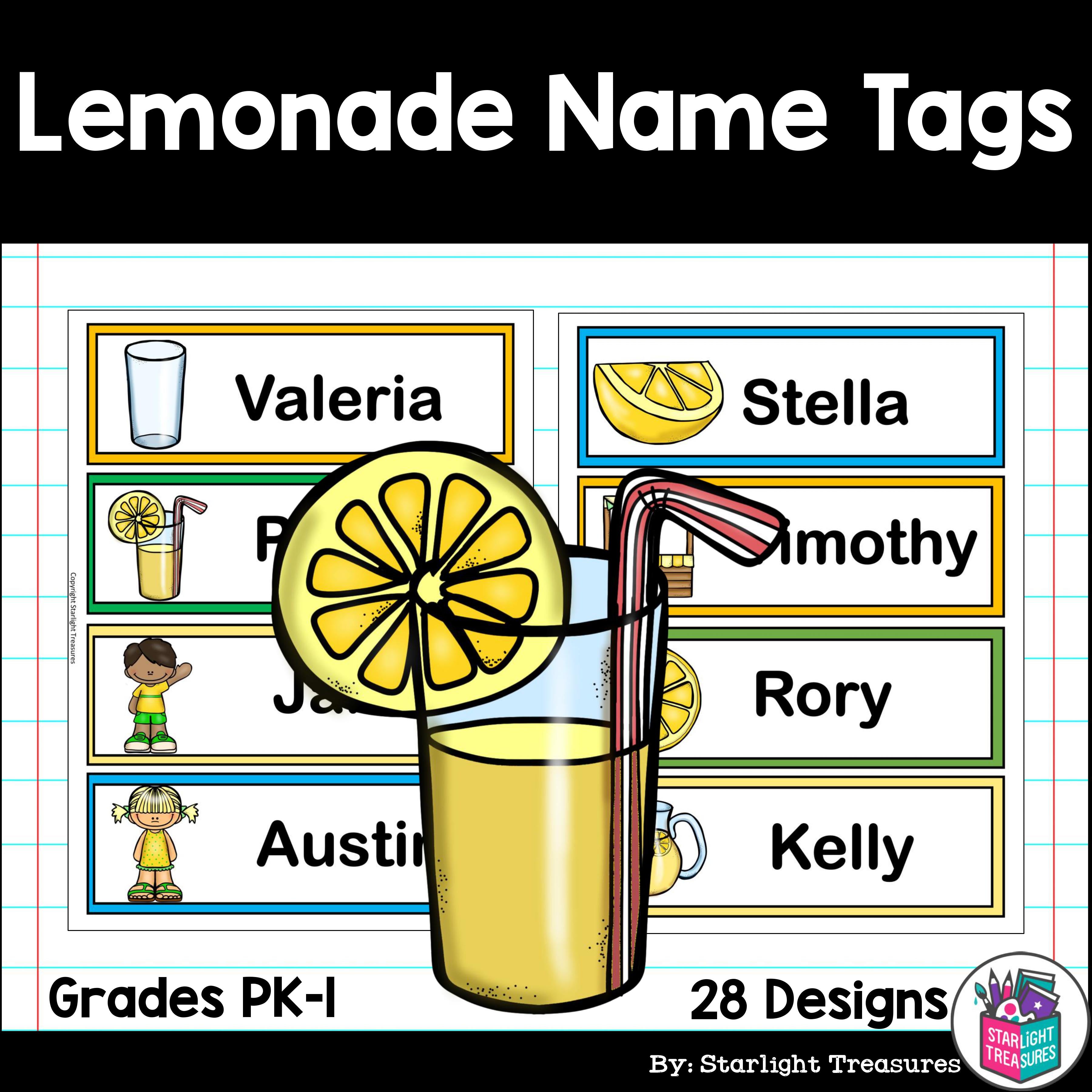 Lemonade Name Tags - Editable