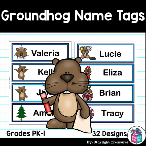 Groundhog Day Name Tags - Editable