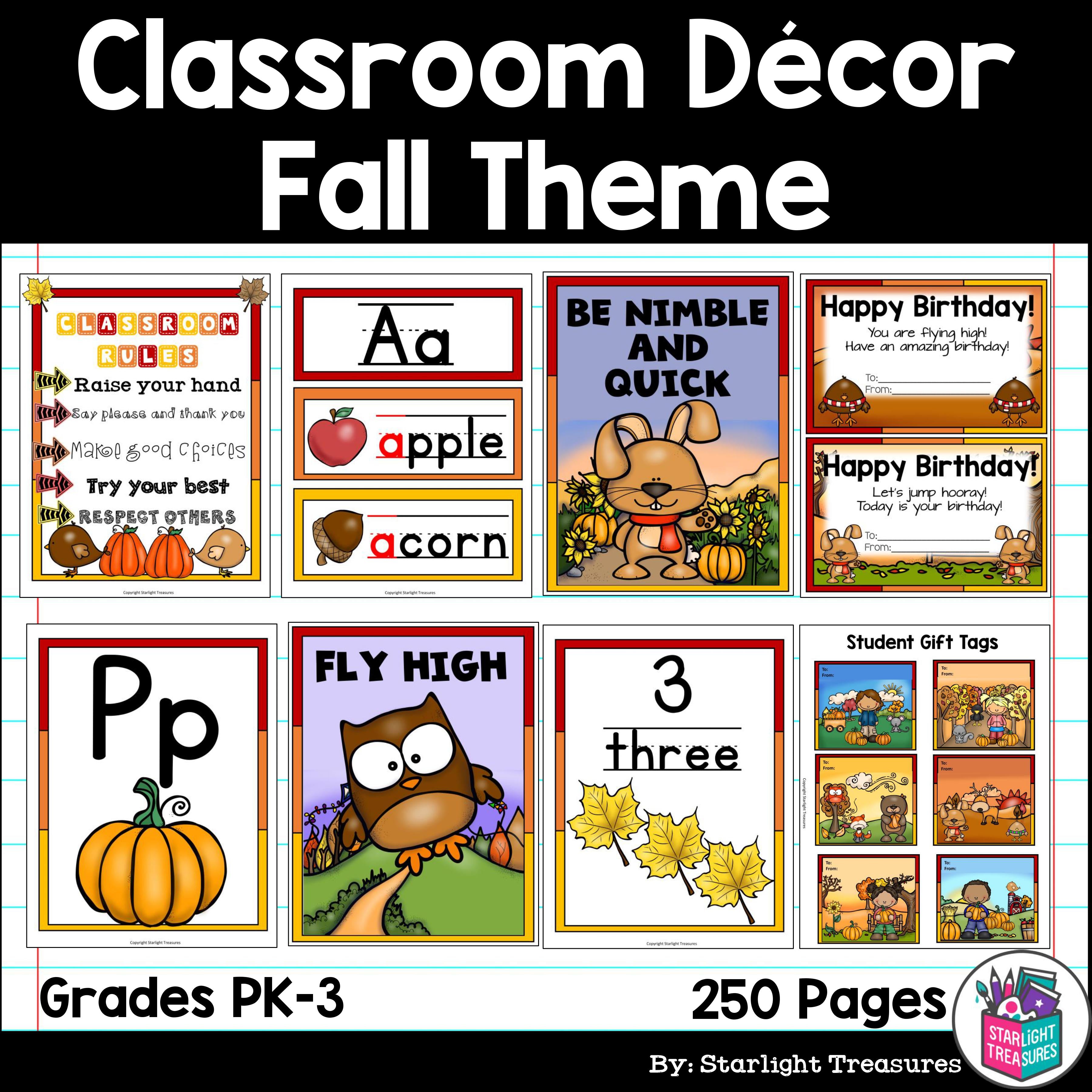 Classroom Decor Pack - Fall Theme
