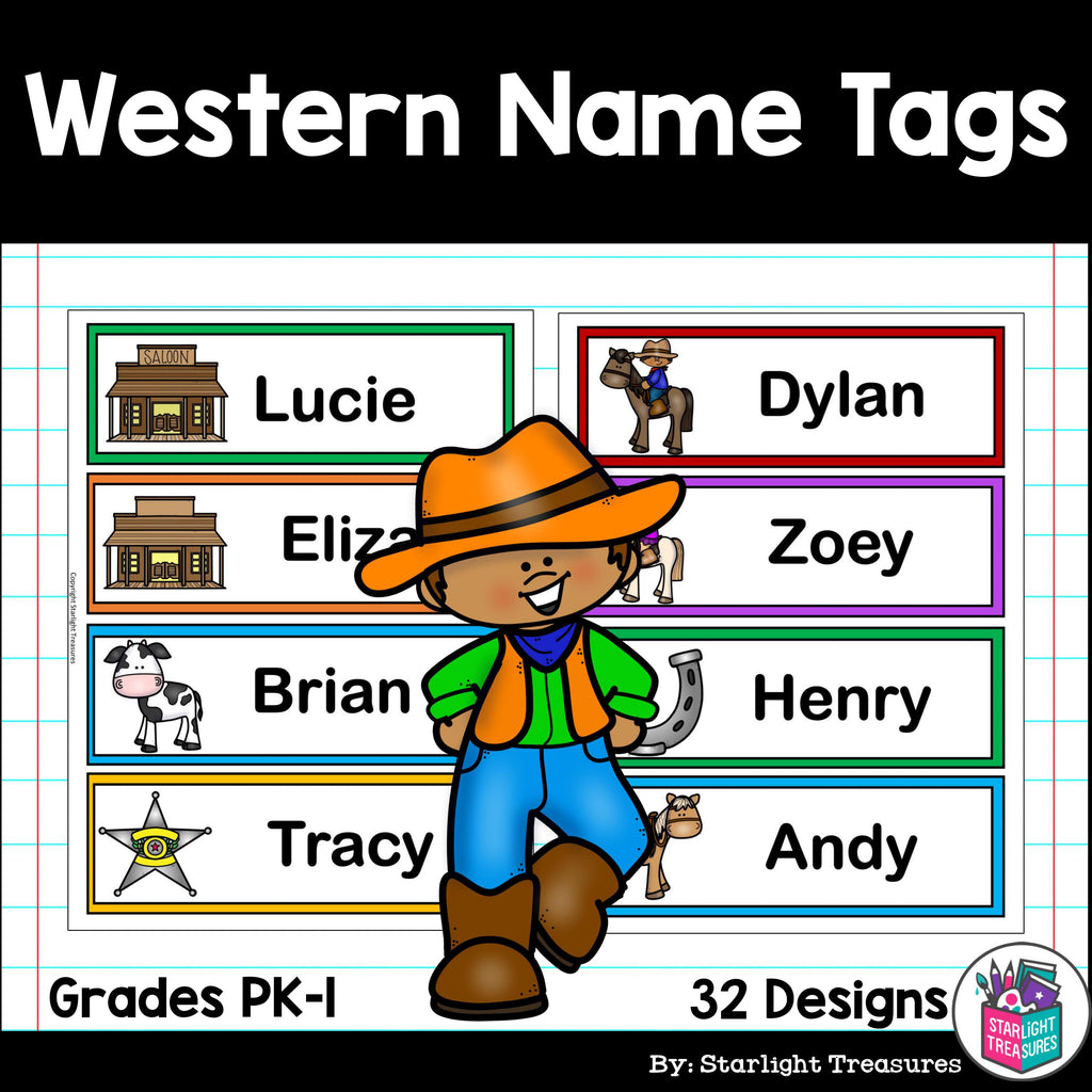 Western Name Tags - Editable