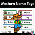 Western Name Tags - Editable