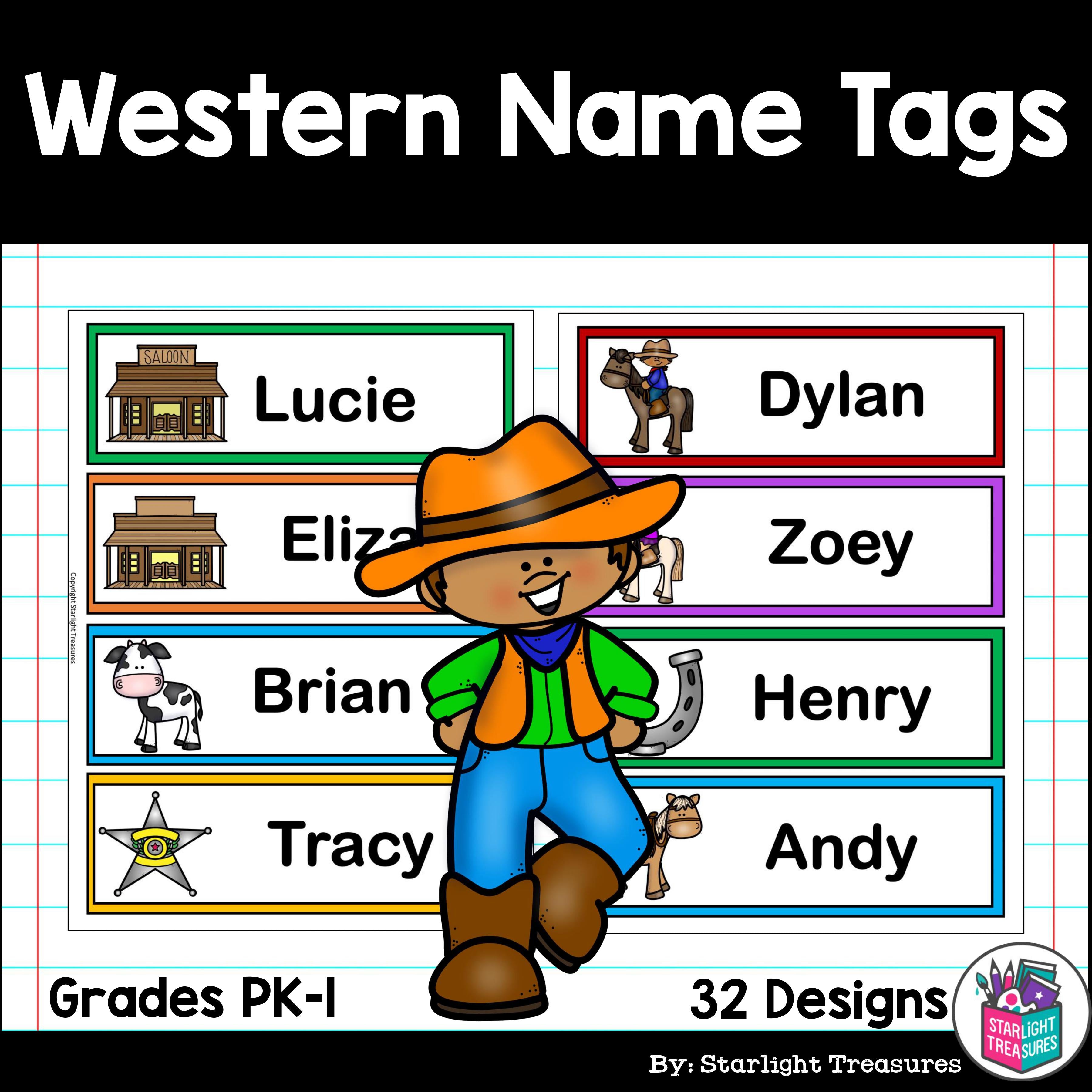 Western Name Tags - Editable