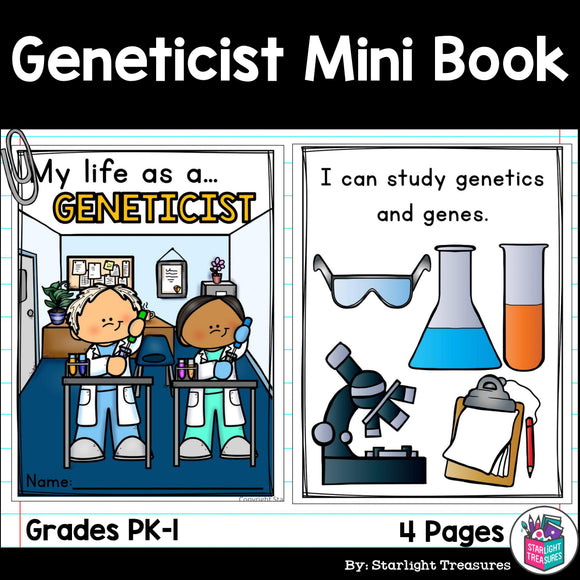 Geneticist Mini Book for Early Readers - Types of Scientists