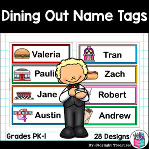 Dining Out Name Tags - Editable